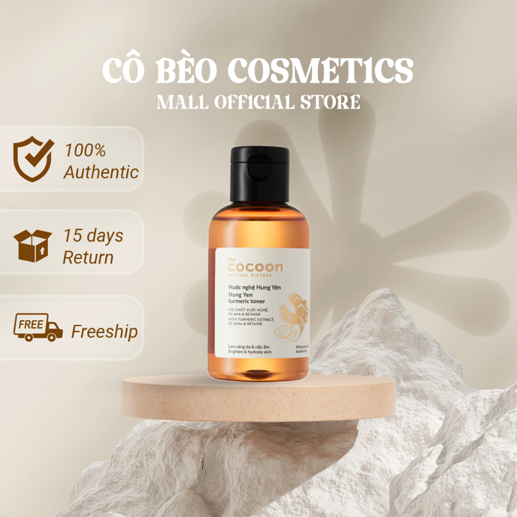 Nước cân bằng da Cocoon 140ml chiết xuất nghệ Hưng Yên làm sáng, cấp ẩm cho da