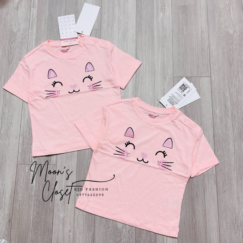 XD- Áo phông mèo hồng chấm bi size 9/12m-3/4y (full tag)