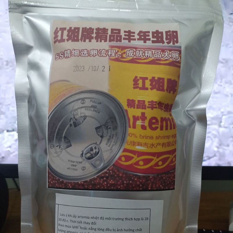 Artemia túi nhíp lon vàng sản xuất 21/10/2023 tặng phụ kiện ấp