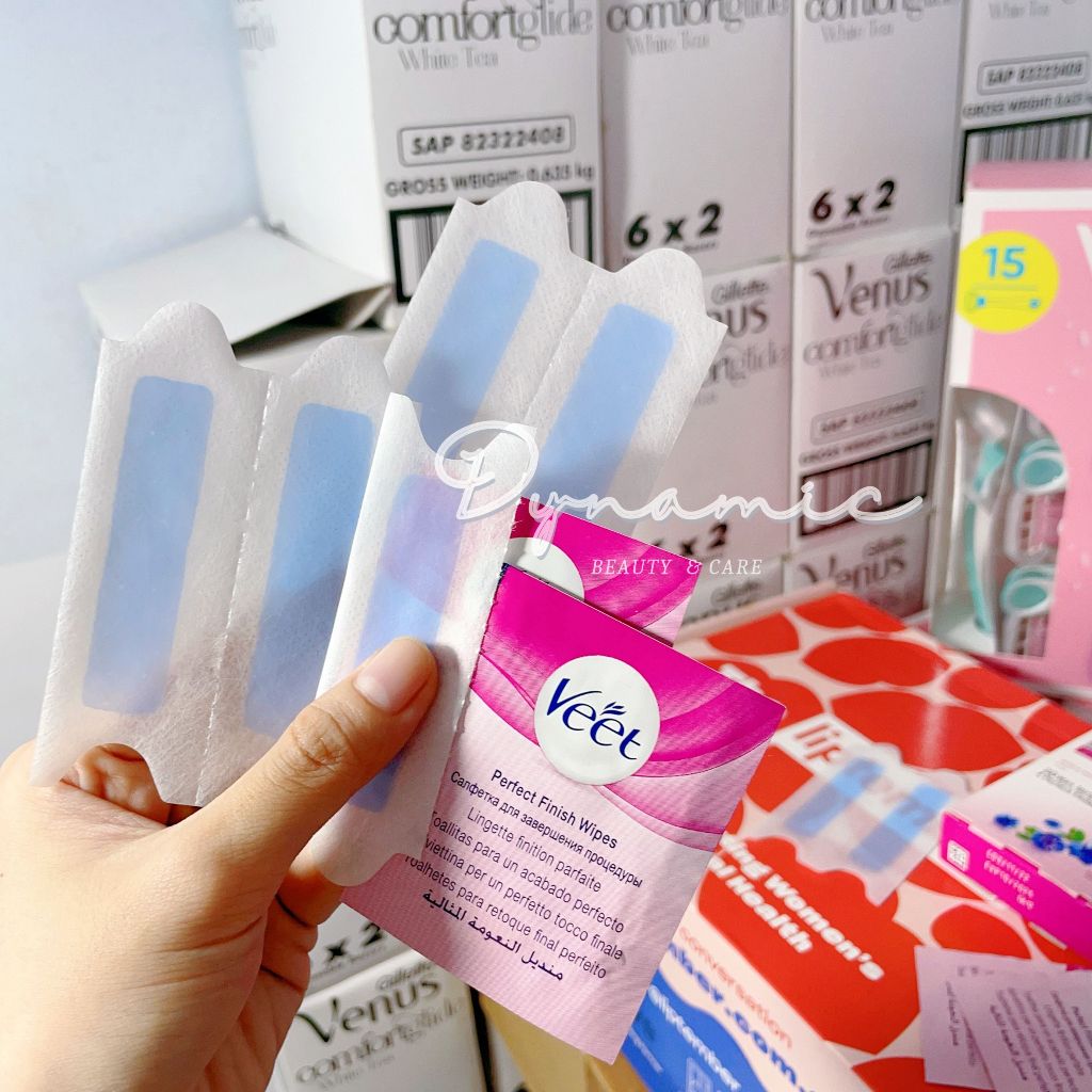 [Che tên] Wax Veet miếng dán tẩy lông mặt và ria mép veet pure cold wax strips face sensitive skin 20 miếng