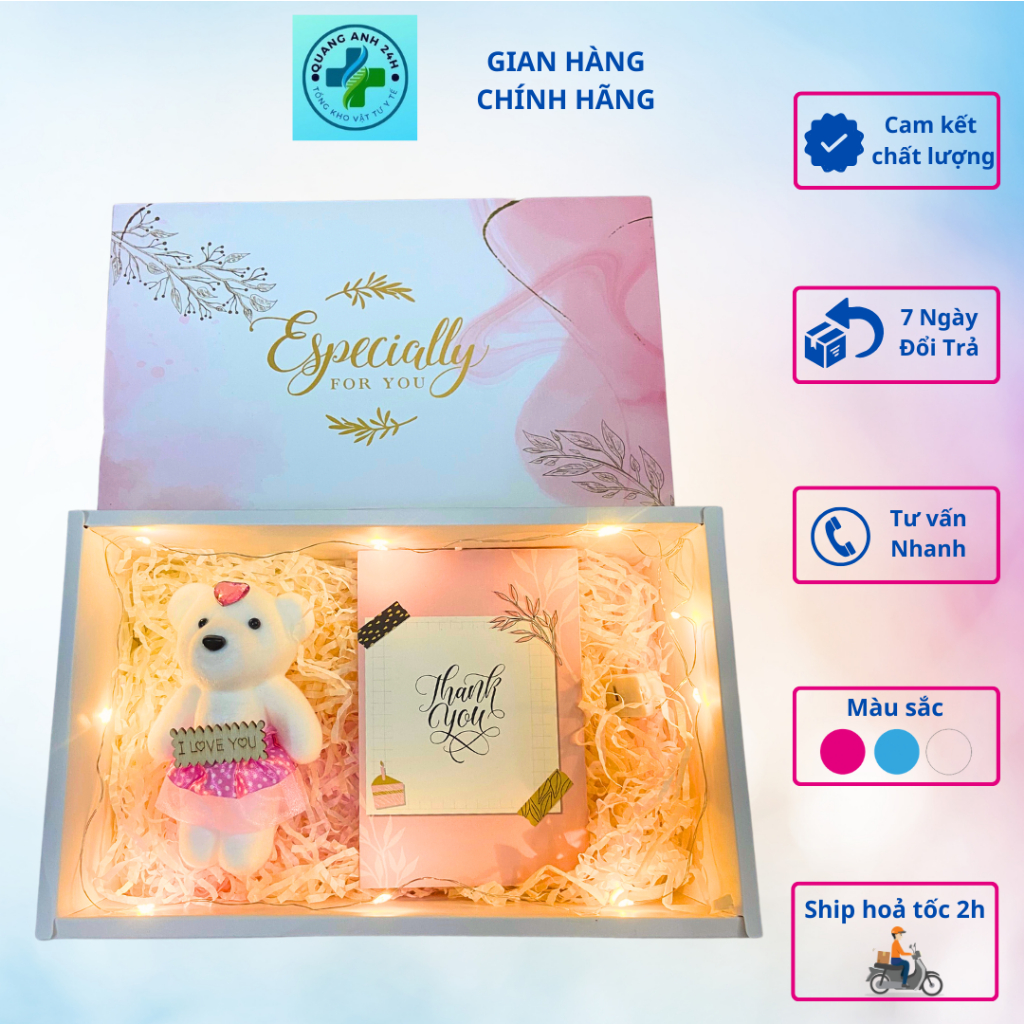 Hộp đựng quà tặng cao cấp kèm decor trang trí Especially for you 27x17x7cm dành tặng bạn gái xinh xắn, đáng yêu