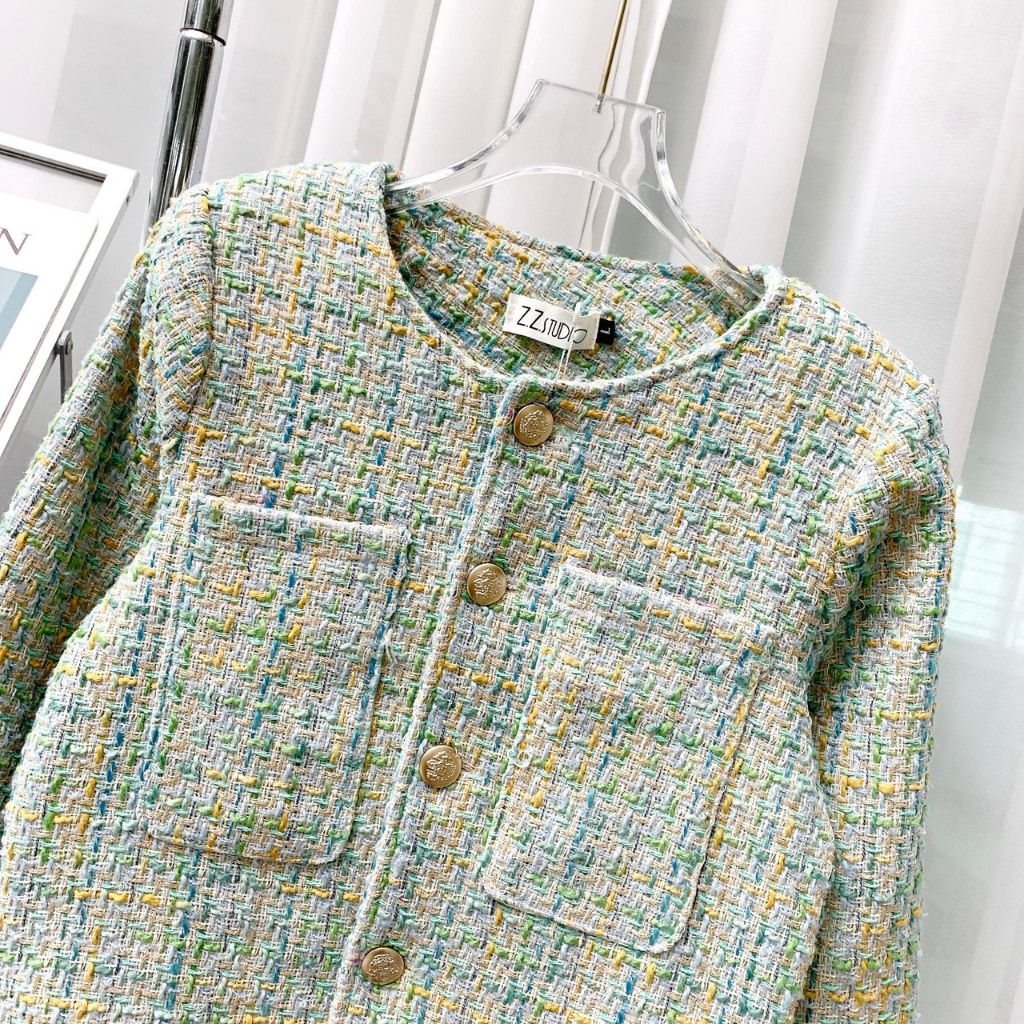Áo Dạ 2 Túi Dáng Croptop Dài Tay Đính Khuy Dáng Tiểu Thư Hai Màu