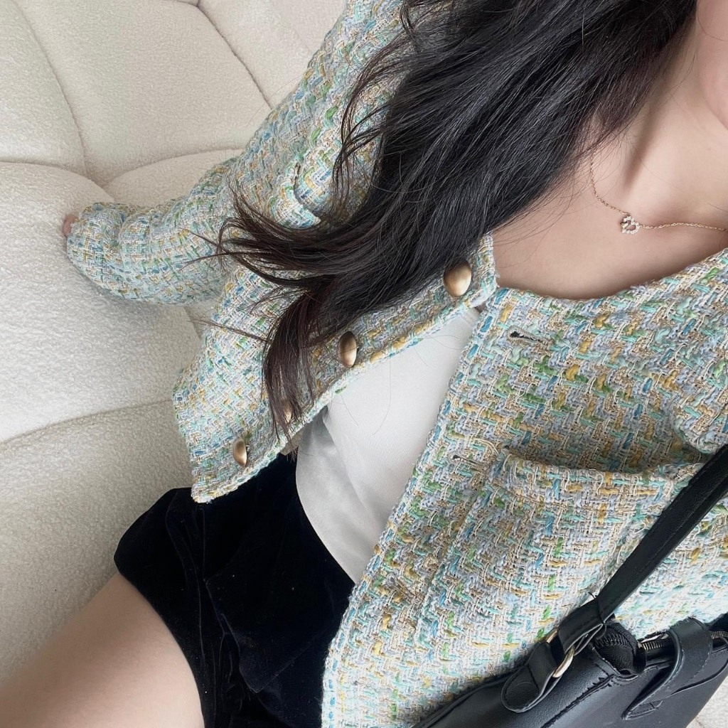 Áo Dạ 2 Túi Dáng Croptop Dài Tay Đính Khuy Dáng Tiểu Thư Hai Màu
