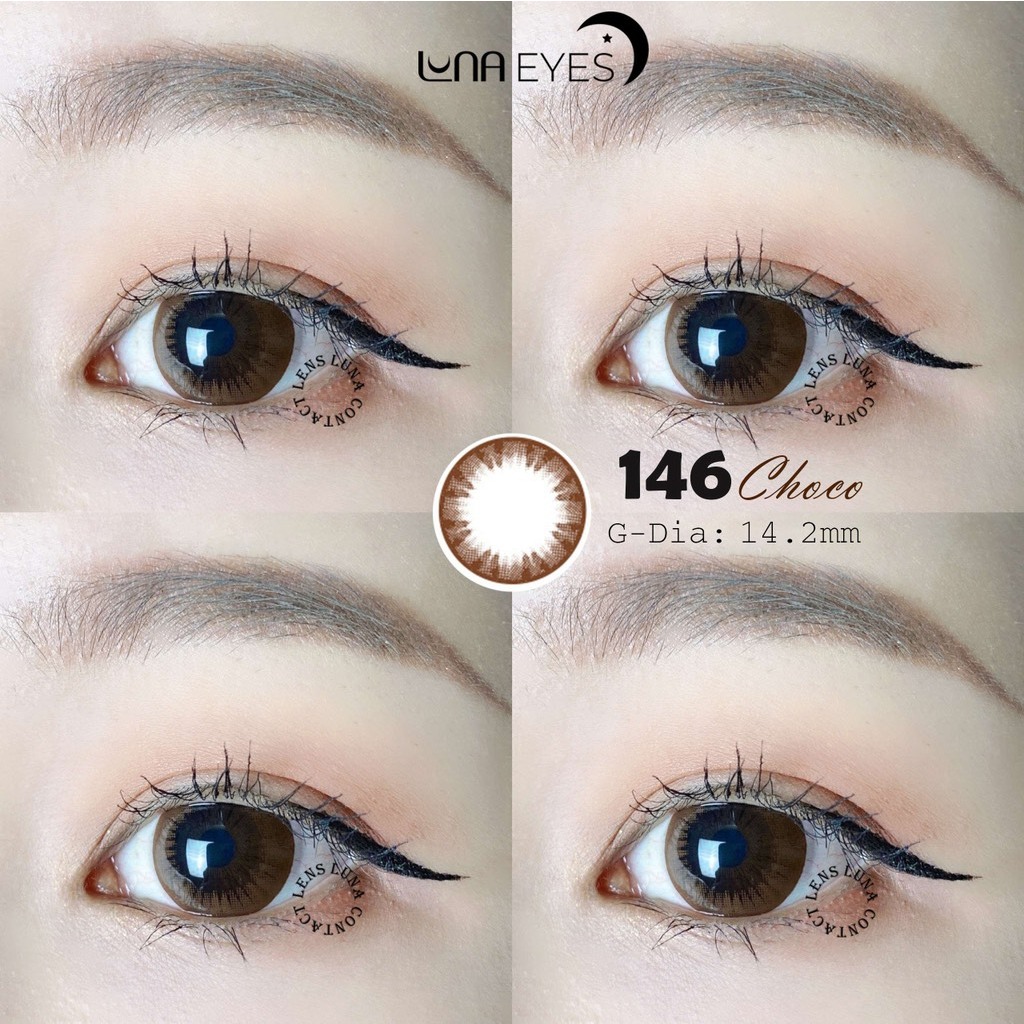 Kính áp tròng LUNA EYES 146 Choco giãn vừa Lens cận Jolly từ 0-6 độ