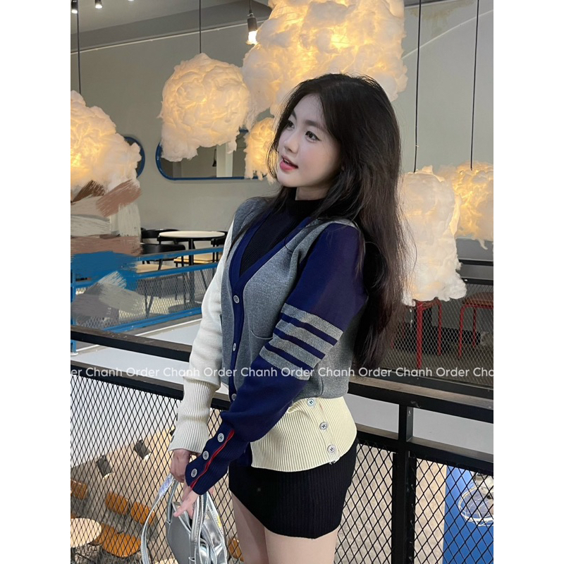 ÁO KHOÁC LEN CARDIGAN THOM HOT HIT, áo khoác len thome pha màu siêu iu T94