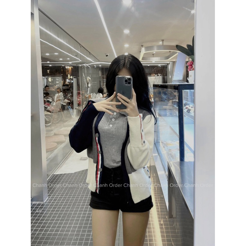 ÁO KHOÁC LEN CARDIGAN THOM HOT HIT, áo khoác len thome pha màu siêu iu T94