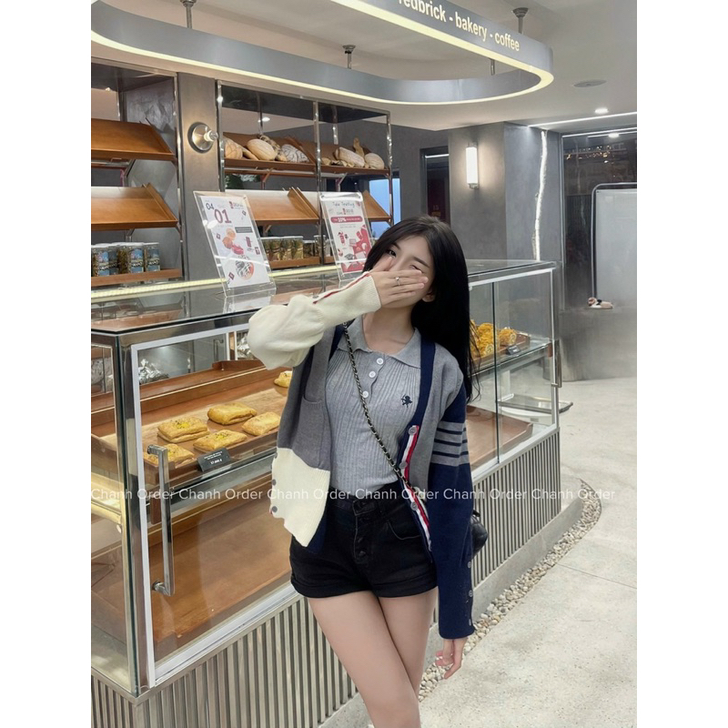 ÁO KHOÁC LEN CARDIGAN THOM HOT HIT, áo khoác len thome pha màu siêu iu T94