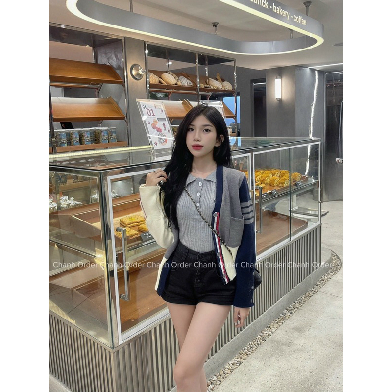 ÁO KHOÁC LEN CARDIGAN THOM HOT HIT, áo khoác len thome pha màu siêu iu T94