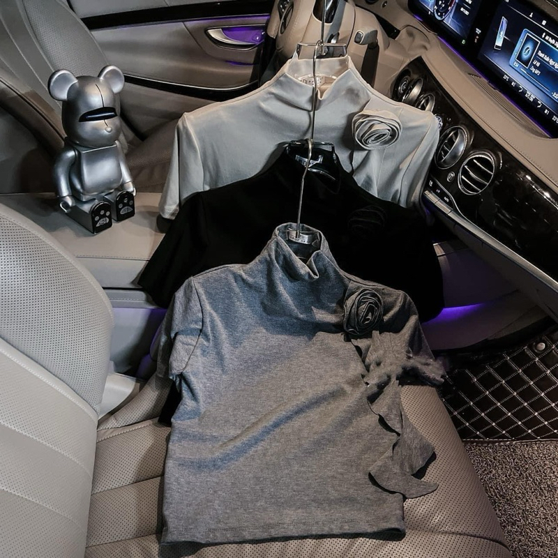 Áo Thun Tay Ngắn Cổ 3P Đính Hoa Siêu Hot