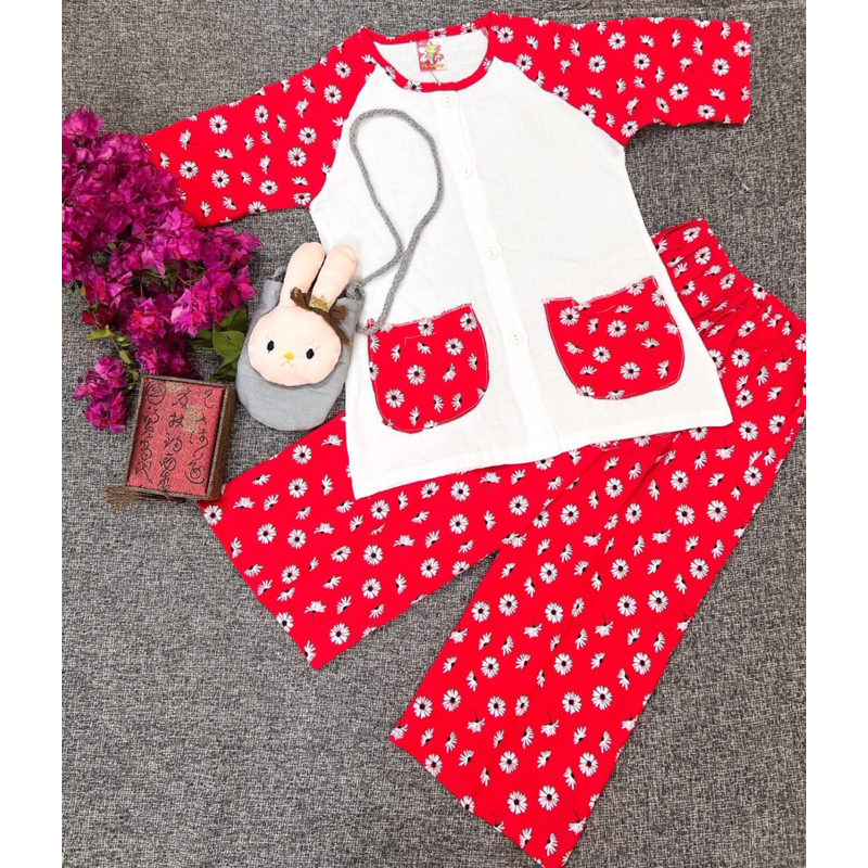 Bộ bà ba cho bé gái 17-21kg