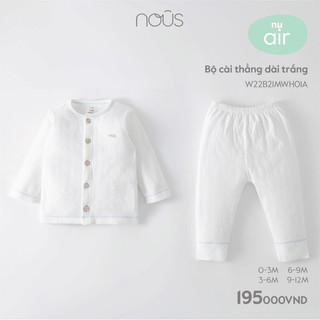 Nous | bộ quần áo nous cài thẳng dài tay chất liệu nu air cho bé từ 0 - 12m