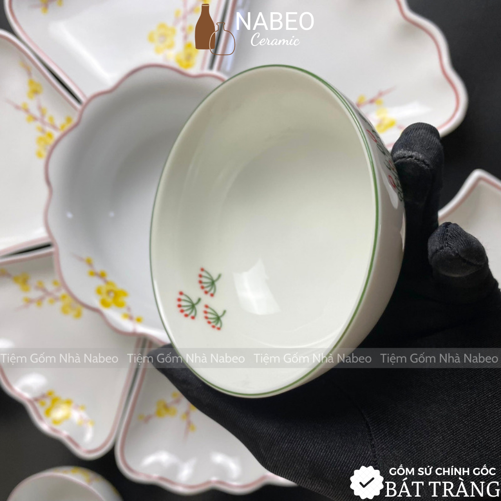 Bộ Bát Đĩa Cúng Gia Tiên Bồ Công Anh, Bộ Hoa Mặt Trời Thắp Hương, 15 chi tiết ĐK 45cm - Gốm Sứ Bát Tràng