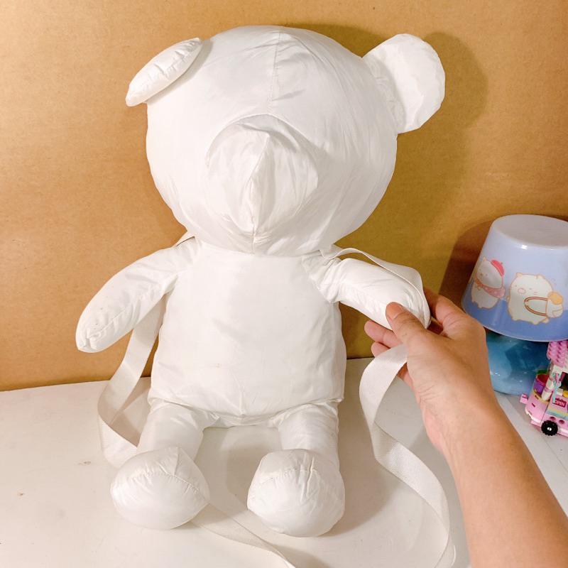 Túi gấu vải trắng thú nhồi bông đồ chơi dễ thương