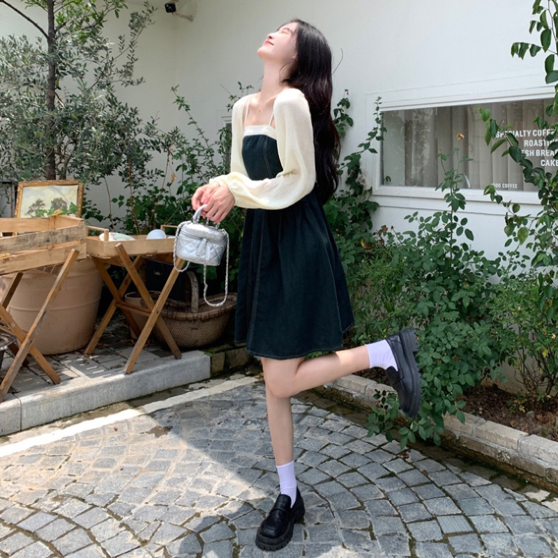 Set Áo Váy Yếm denim Phong Cách Mới Mùa Hè Cho Nữ S0016