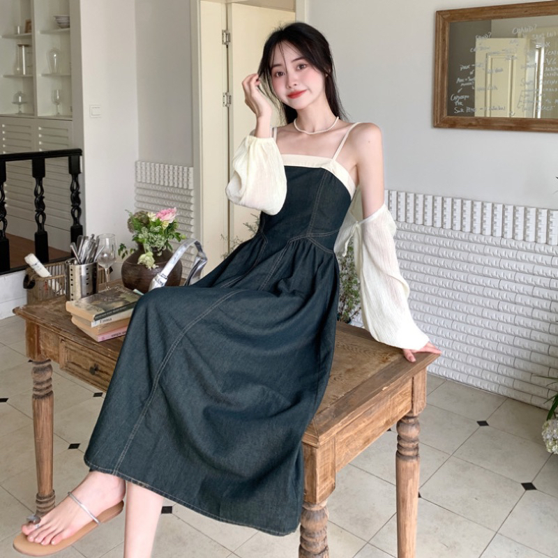 Set Áo Váy Yếm denim Phong Cách Mới Mùa Hè Cho Nữ S0016