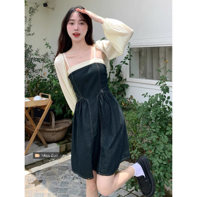 Set Áo Váy Yếm denim Phong Cách Mới Mùa Hè Cho Nữ S0016