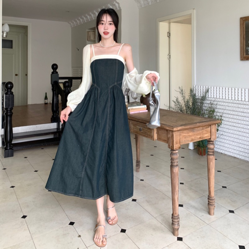 Set Áo Váy Yếm denim Phong Cách Mới Mùa Hè Cho Nữ S0016