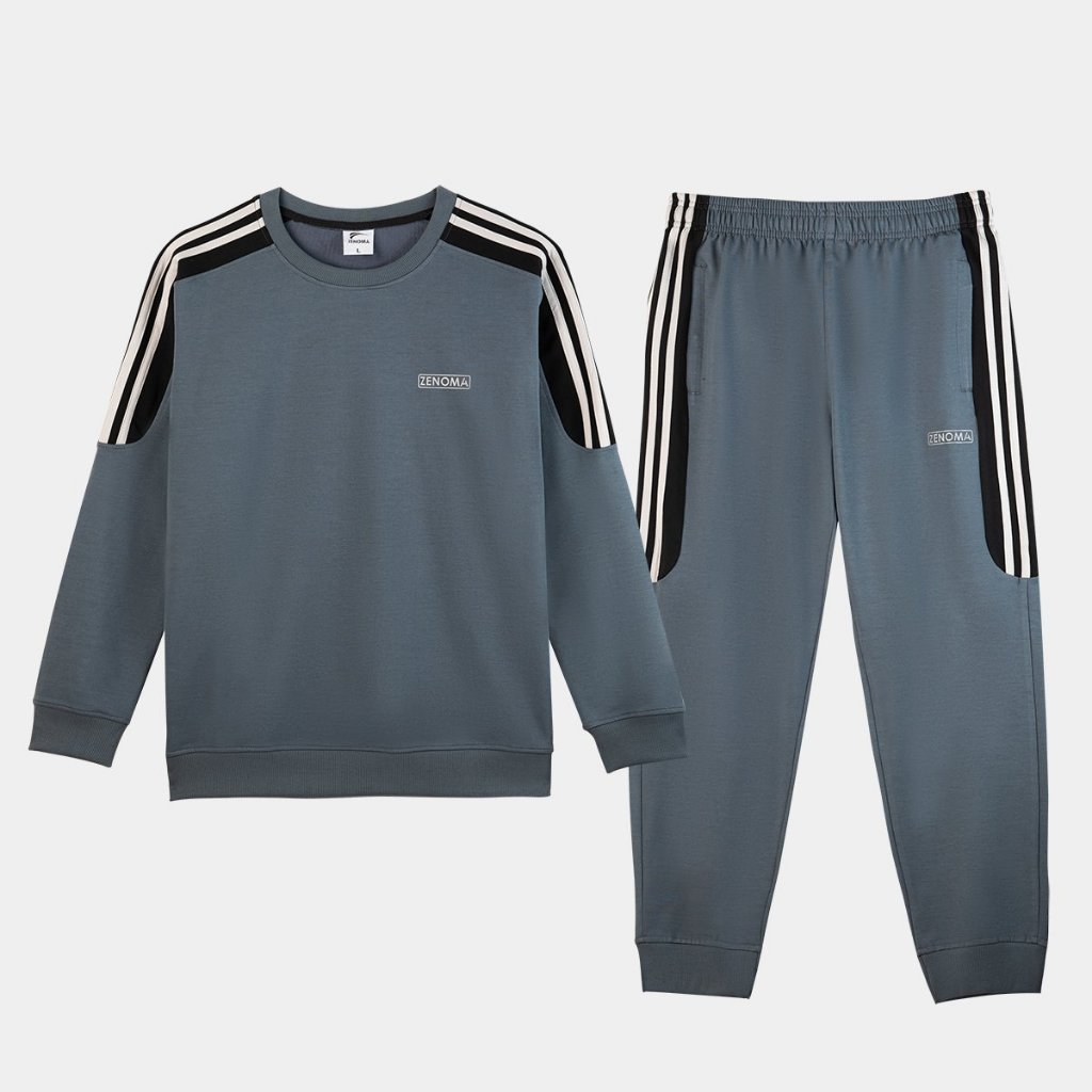 Bộ Nỉ Thể Thao Nam Thu Đông Quần Áo Nam Dài Tay Vải Cotton Dày Dặn Ấm Co Dãn Năng Động – D062