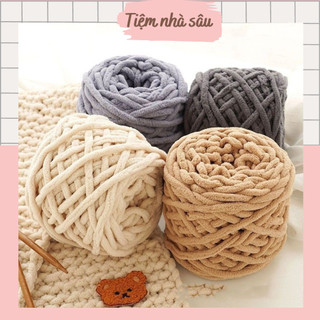Len Nhung Đũa, cuộn len đan móc sợi to, đan móc chăn, khăn len handmade cuộn 100g