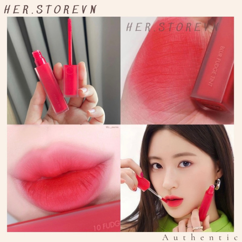 Son Kem Lì Romand Blur Fudge Tint #10 Fudge Red - Đỏ dâu