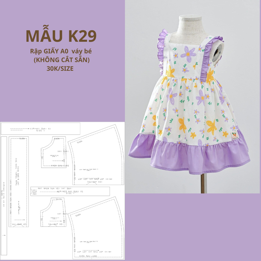 RẬP GIẤY A0 VÁY BÉ K29