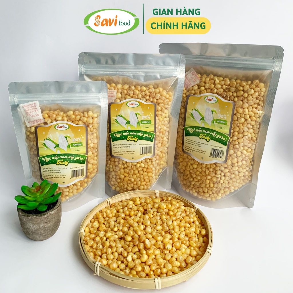 Ngô nếp non sấy giòn trọn vị đậm đà 450gram , thơm ngon giòn rụm SaviFood