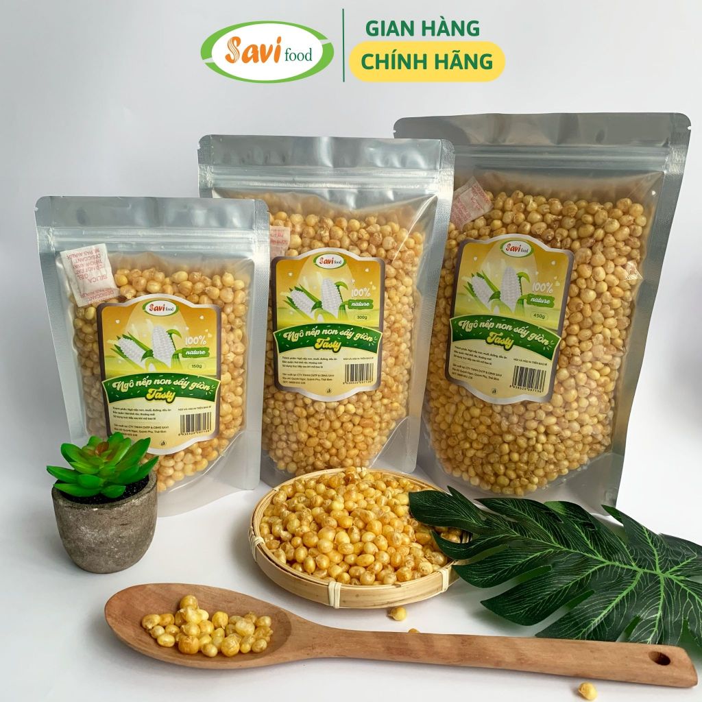 Ngô nếp non sấy giòn trọn vị đậm đà 450gram , thơm ngon giòn rụm SaviFood