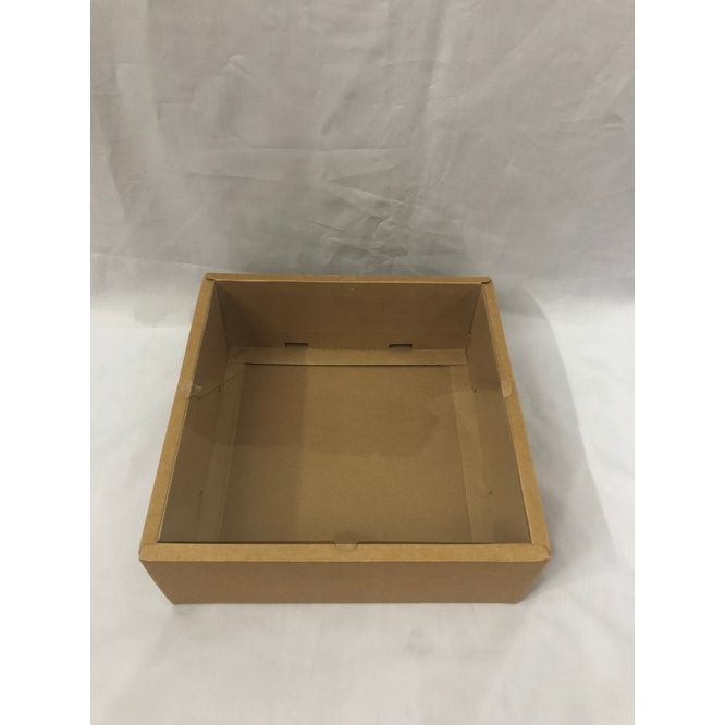 Hộp quà giấy kraft nắp mica để trái cây/quà tặng kích thước 28x28x10 cm/hộp