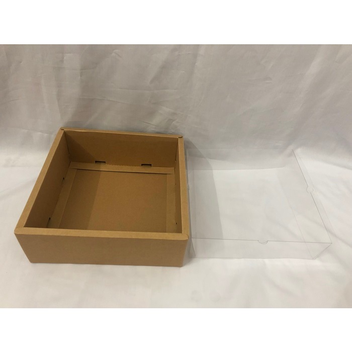 Hộp quà giấy kraft nắp mica để trái cây/quà tặng kích thước 28x28x10 cm/hộp