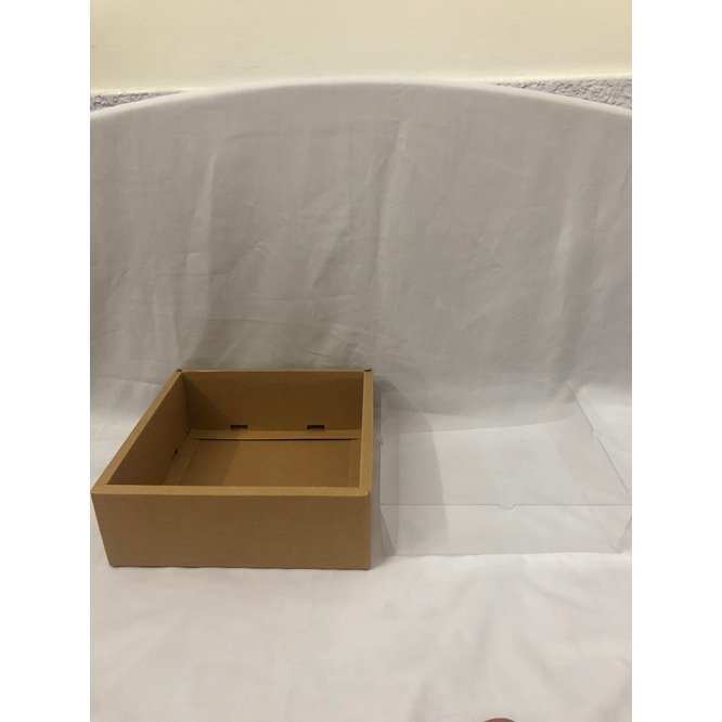 Hộp quà giấy kraft nắp mica để trái cây/quà tặng kích thước 28x28x10 cm/hộp