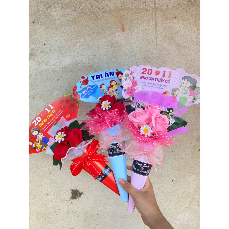 Vỏ ốc quế quấn hoa tươi hoa sáp 20/11