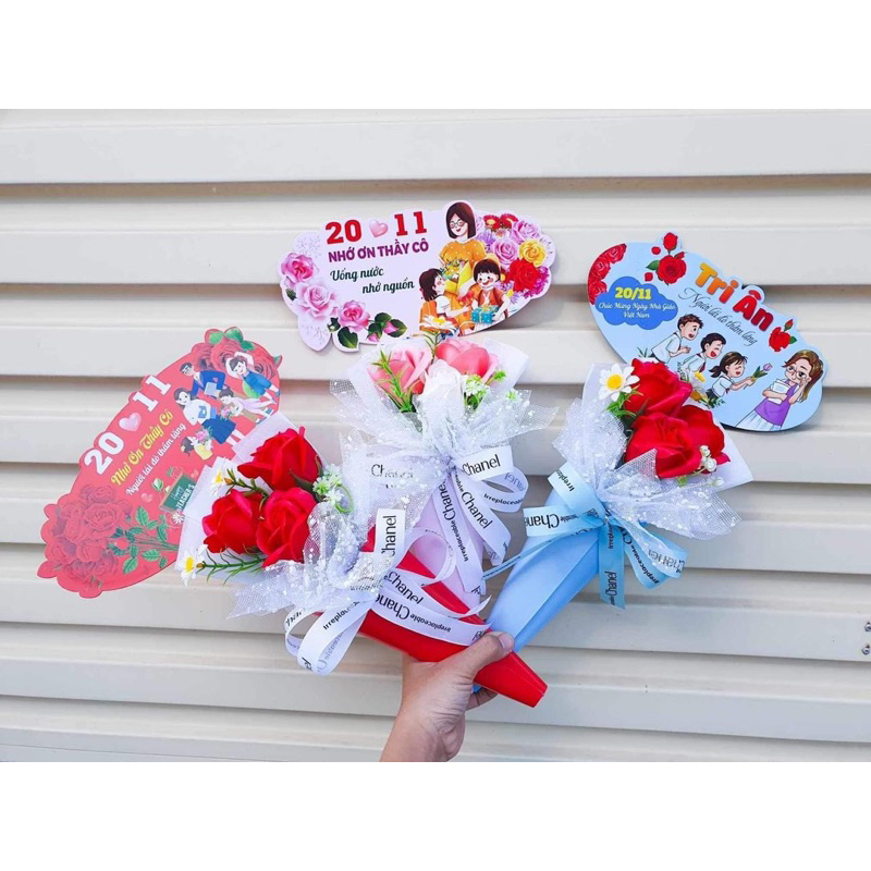 Vỏ ốc quế quấn hoa tươi hoa sáp 20/11