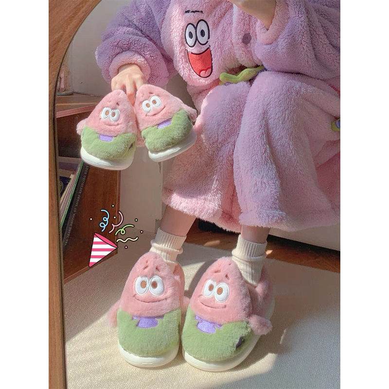 Dép Bông Đi Trong Nhà Mùa Đông Hình Bọt Biển Patrick Star Dễ Thương