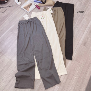 Quần dài nữ ống rộng lưng thun chất thun gân tăm QC cao cấp quần ống rộng lưng thun phong cách ulzzang TRƠN