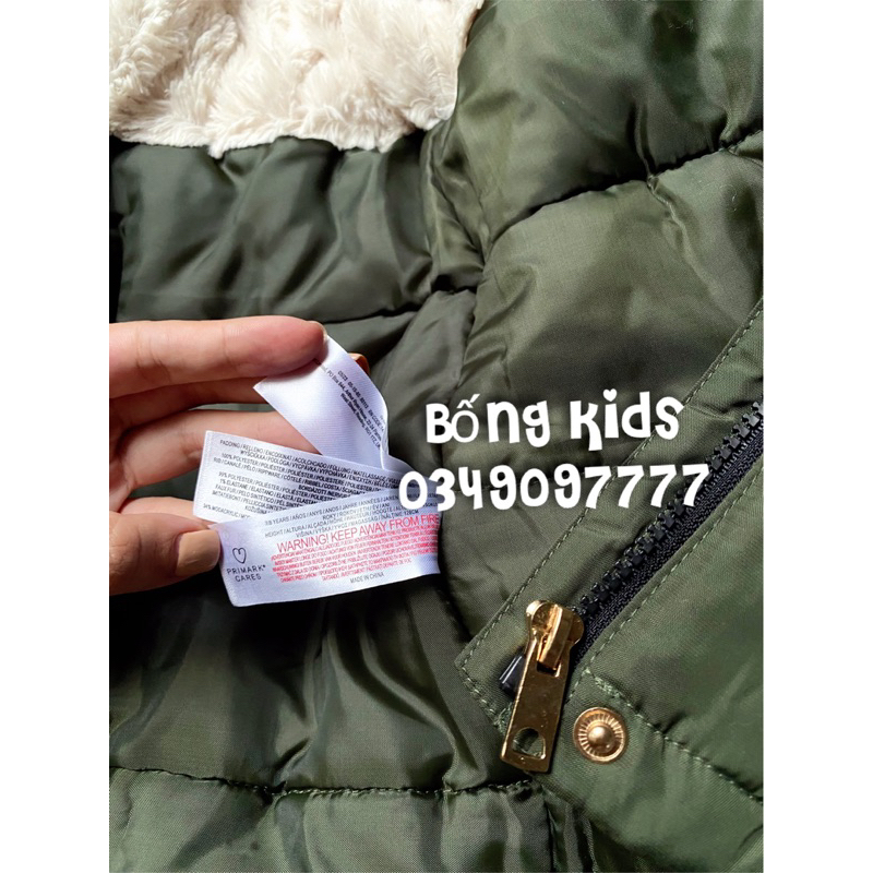 Áo Parka Bé Gái Lót Lông Xanh Rêu PR