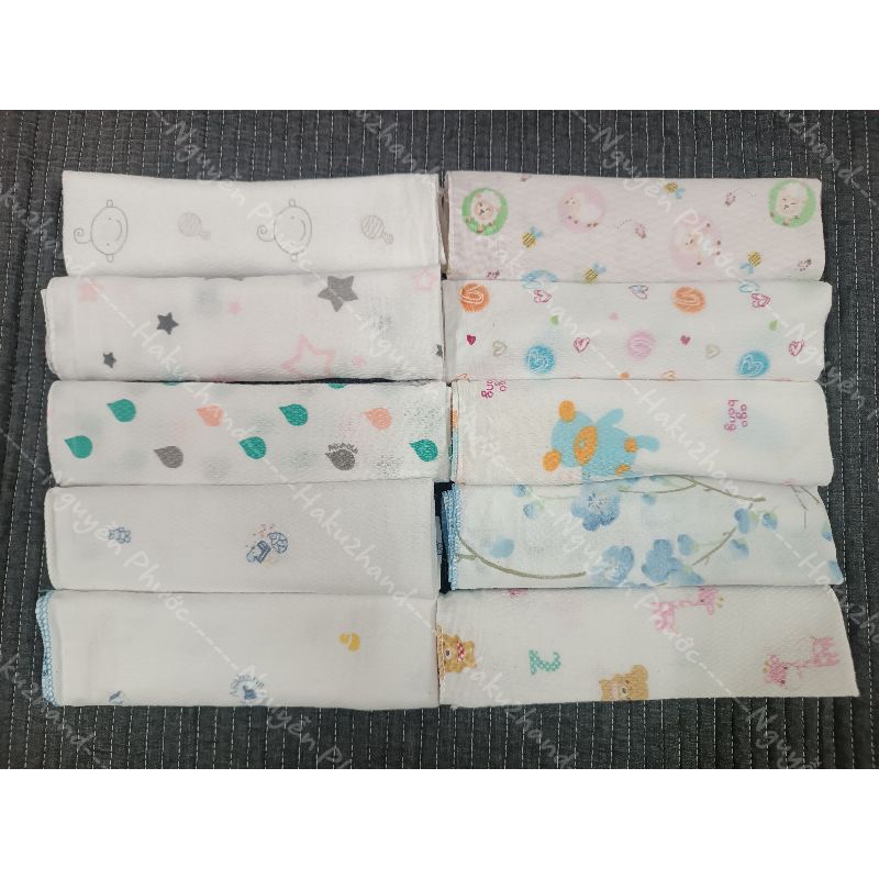 Set 10 khăn xô sữa 2hand hàn quốc hoạ tiết ngẫu nhiên 70% sợi tre 30% cotton