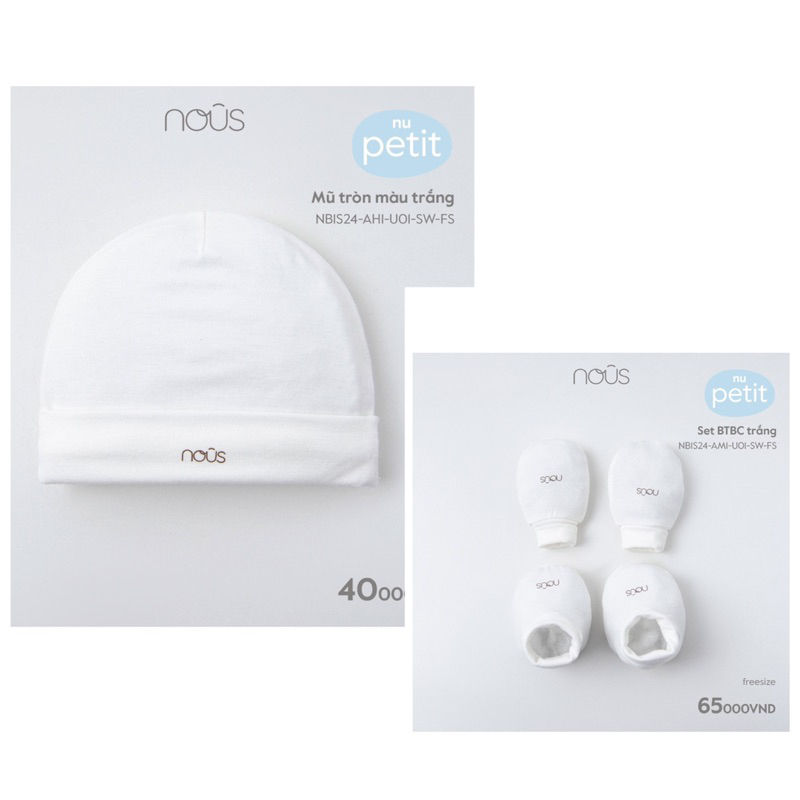 Set phụ kiện Mũ - Yếm - Bao Tay Bao Chân Nous chính hãng cho bé sơ sinh
