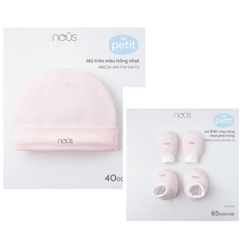 Set phụ kiện Mũ - Yếm - Bao Tay Bao Chân Nous chính hãng cho bé sơ sinh