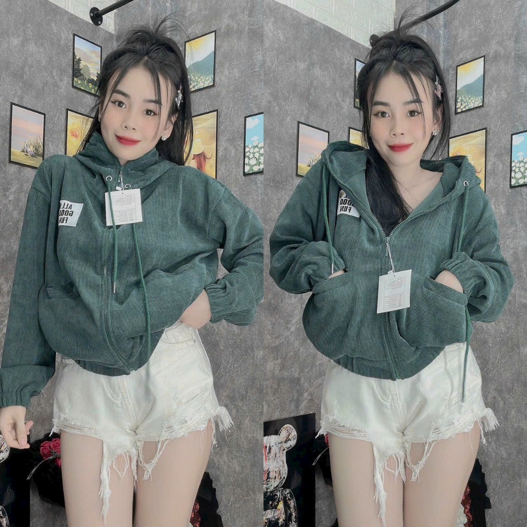 Áo khoác zip nữ - Áo khoác hoodie zip nữ trơn local vải len gân quảng châu,Panacea.Studio