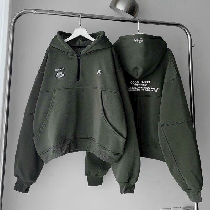 Áo Khoác Nỉ Croptop Dày Dặn, Thêu Họa Tiết Phối Màu Cá Tính.Tp