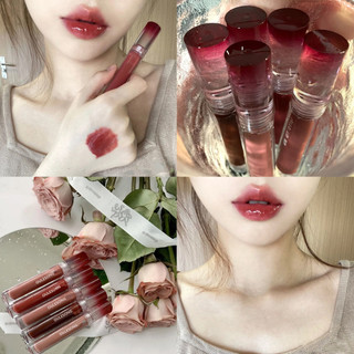 Son bóng oulesong màu nude nhạt mềm mại dịu dàng son tint căng mọng tự nhiên