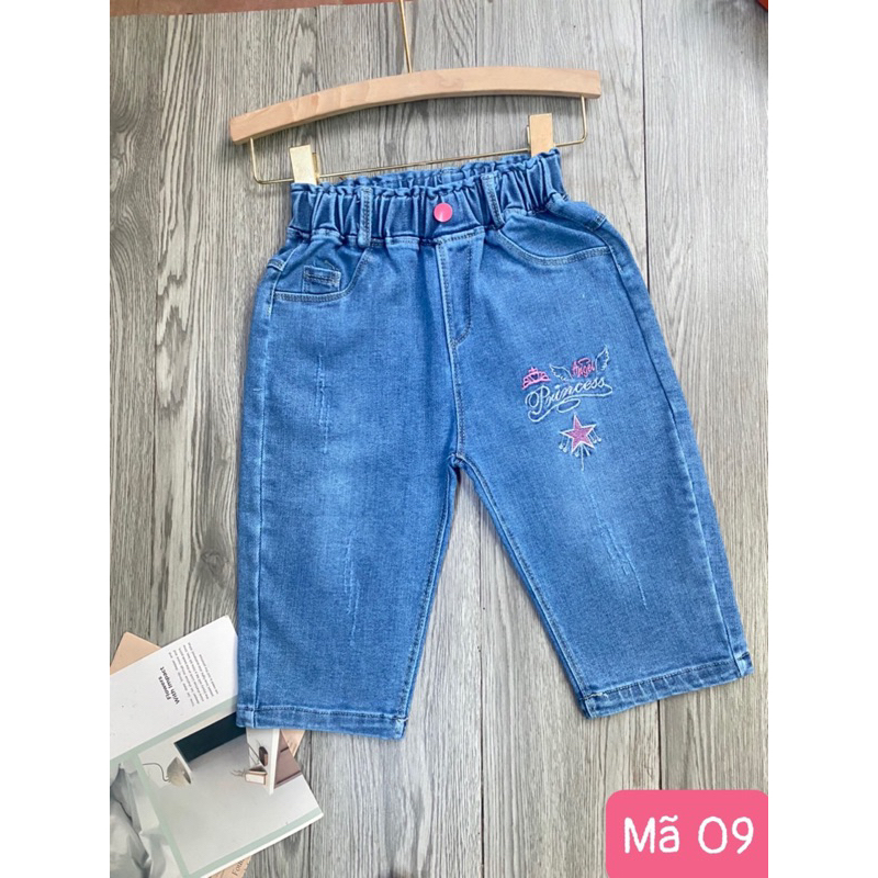 Quần jean ngố bé gái 25-35kg quần bò lửng bé gái mềm co dãn 4chiều đi học đi chơi ở nhà