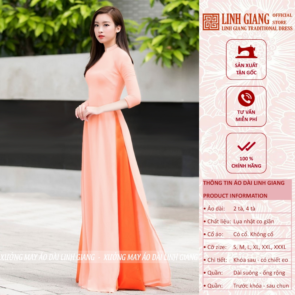 ÁO DÀI CAM SỮA LỤA NHẬT 2 TÀ,4 TÀ_LINH GIANG