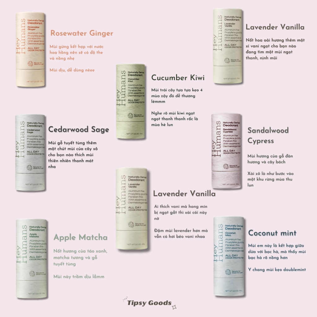 Lăn Khử Mùi Hữu Cơ Hey Humans 100% Thành Phần Tự Nhiên Không Gây Thâm Khô Sần Vùng Da Dưới Cánh Tay