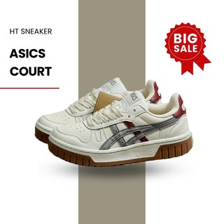 Giày sneaker asics xám đỏ đế nâu