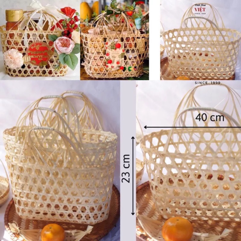Giỏ tre,làn tre trang trí,làm giỏ quà Tết, decor siêu đẹp
