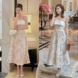 ĐẦM MIDI REN HAI DÂY