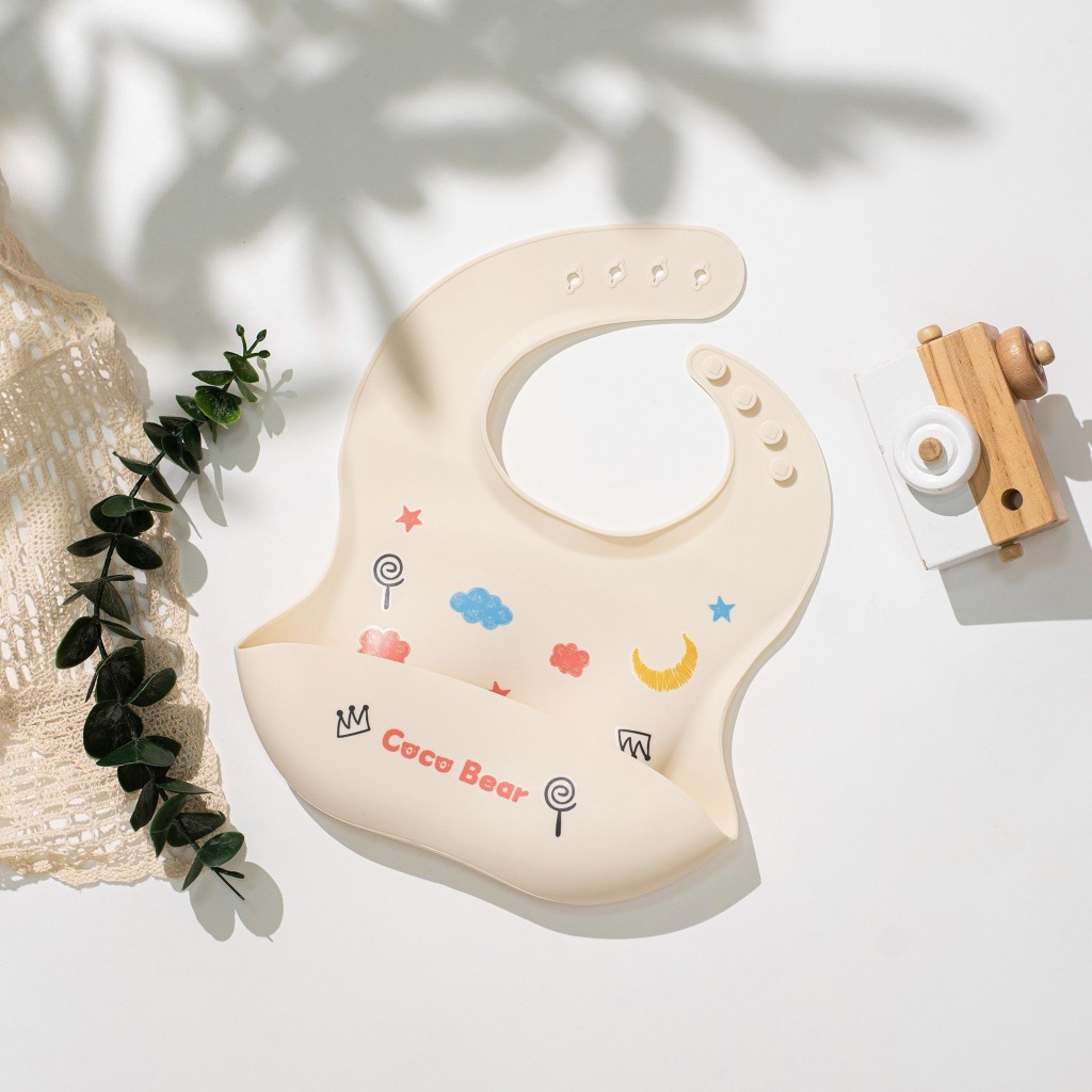 Yếm Ăn Dặm Silicon Có Máng Chống Rơi Vãi