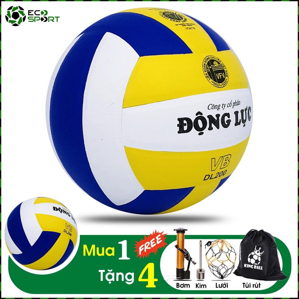 Banh Chuyền Da Chính Hãng Động Lực, Quả Bóng Chuyền Giá Rẻ Cho Nam Nữ Học Sinh Viên Tập Luyện Thi Đấu ECO SPORT