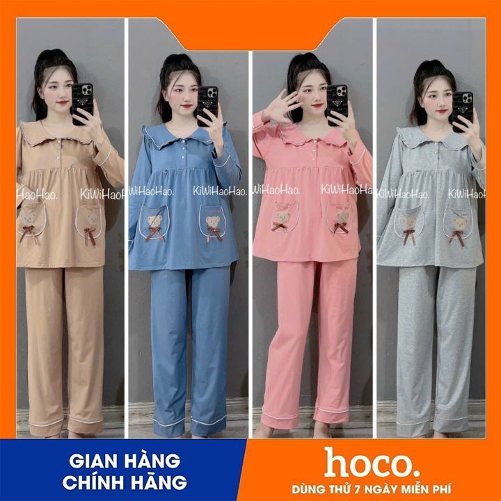 Bộ bầu và sau sinh tay cộc Xuân Hè cho con bú chất kate thái cho mẹ bầu mặc nhà, có size từ 43- 70kg